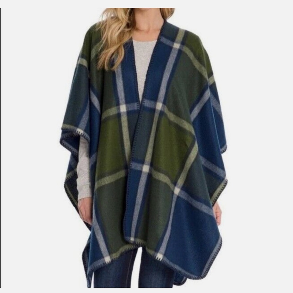 Woolrich Plaid Open Front Poncho